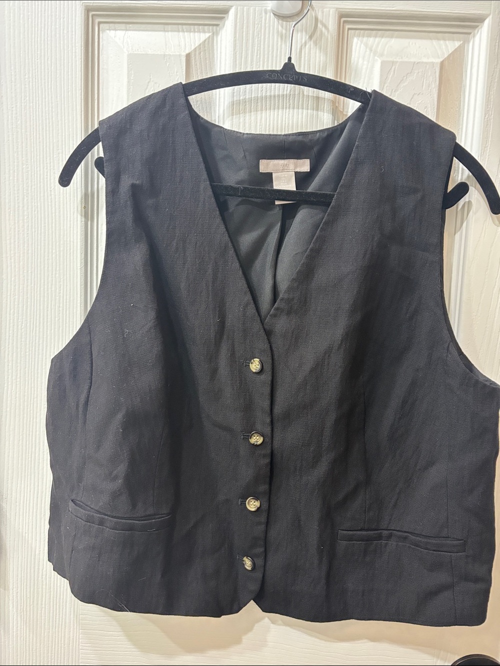 H&M Black V-Neck Button Front Women's Vest